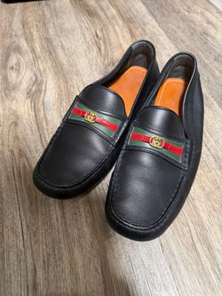 Gucci Web Stripe Leather Loafers