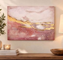 Pink Gold Abstract Canvas Art