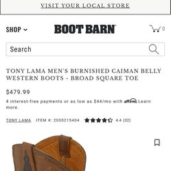 Tony Lama Caiman Boots 