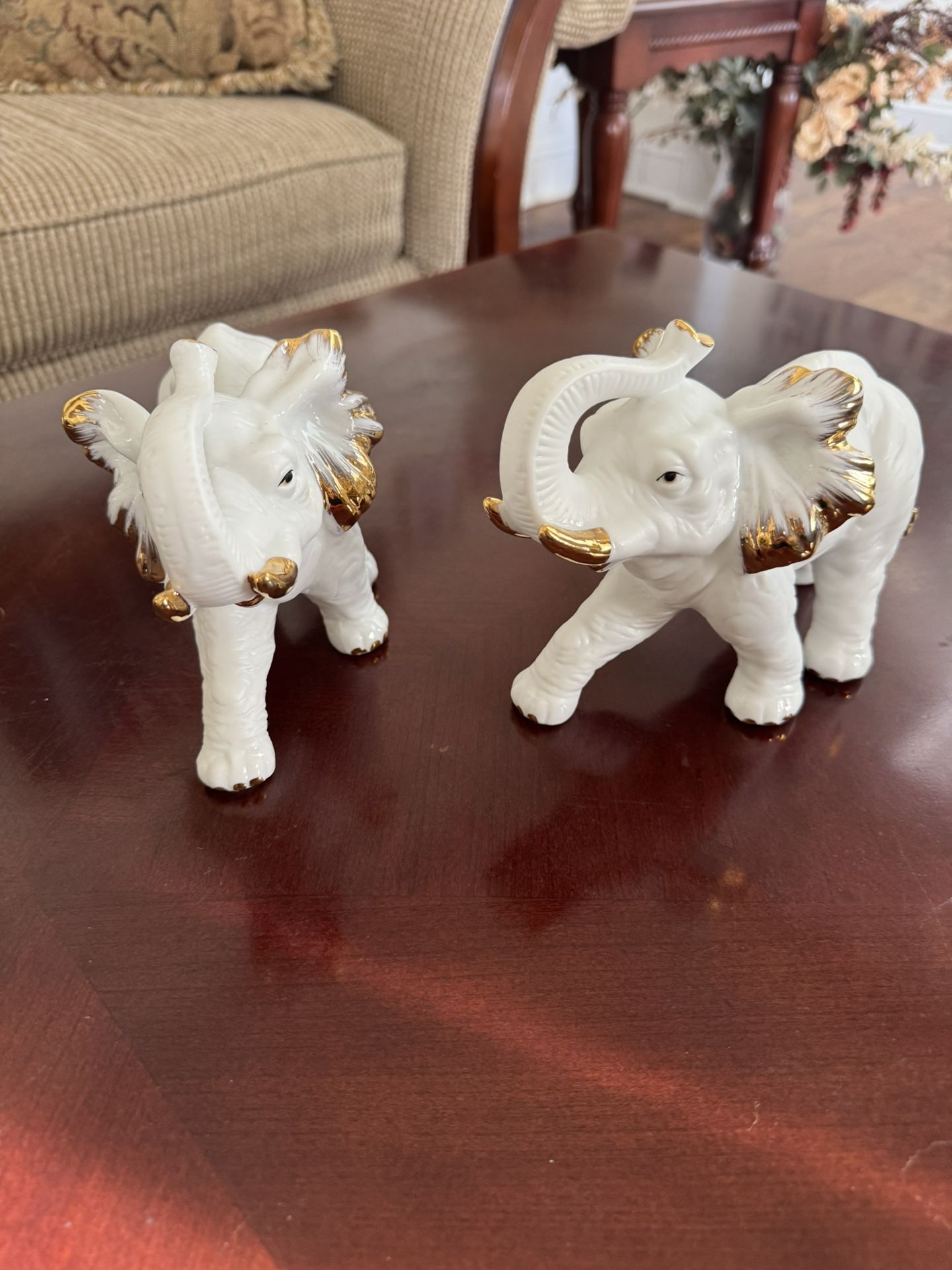 Porcelain Elephant With Gold Trimming