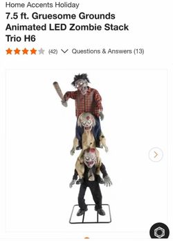 Home Accents Holiday 7.5 ft. Gruesome Grounds Animated LED Zombie Stack Trio H6 食食食食食
