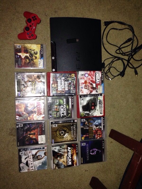 Really good condition PS3 with all cables and 13games and wireless controller also has games saved in a usb