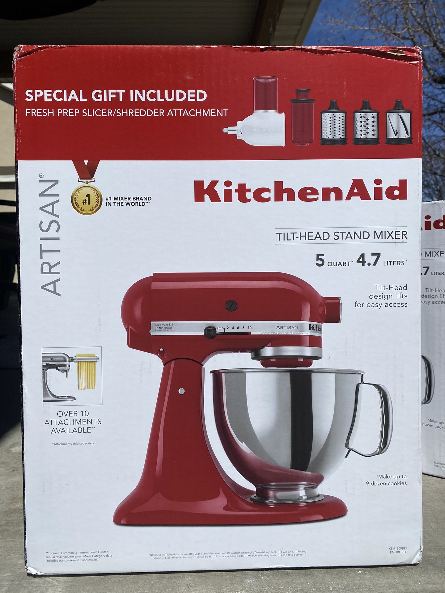 Value Bundle Artisan Series 5 Quart Tilt-Head Stand Mixer With Fresh Prep Slicer/Shredder Attachment