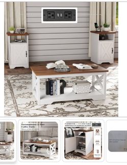 NEW Farmhouse Rustic Coffee And End Table Sets, Living Room Table Set