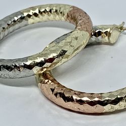 Earrings Hoops Gold Filled  Earrings Tricolor  Oro Laminado  Aretes 