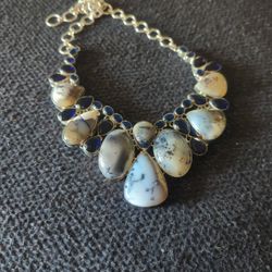 Sliver 9.25 Stone Stunning Necklace Stamped 