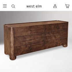 Free Delivery NEW IN-BOX 6-Drawer Dresser, Dark Brown Solid Burl Wood, Soft Close Drawers (Retail $4,200)