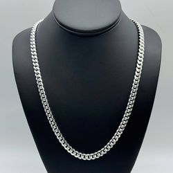 New Jewelry .925 sterling silver Cuban link chain necklace 22” 7.00mm