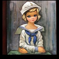 Vintage Eden “Sailor Girl” Lithograph on Cardboard 