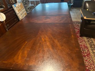 Huge brown dining room table