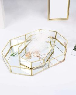 Glass Jewelry Tray with Geometric Design Jewelry Home Organizer
