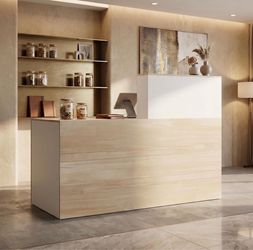 Modern Reception Desk Wood and White