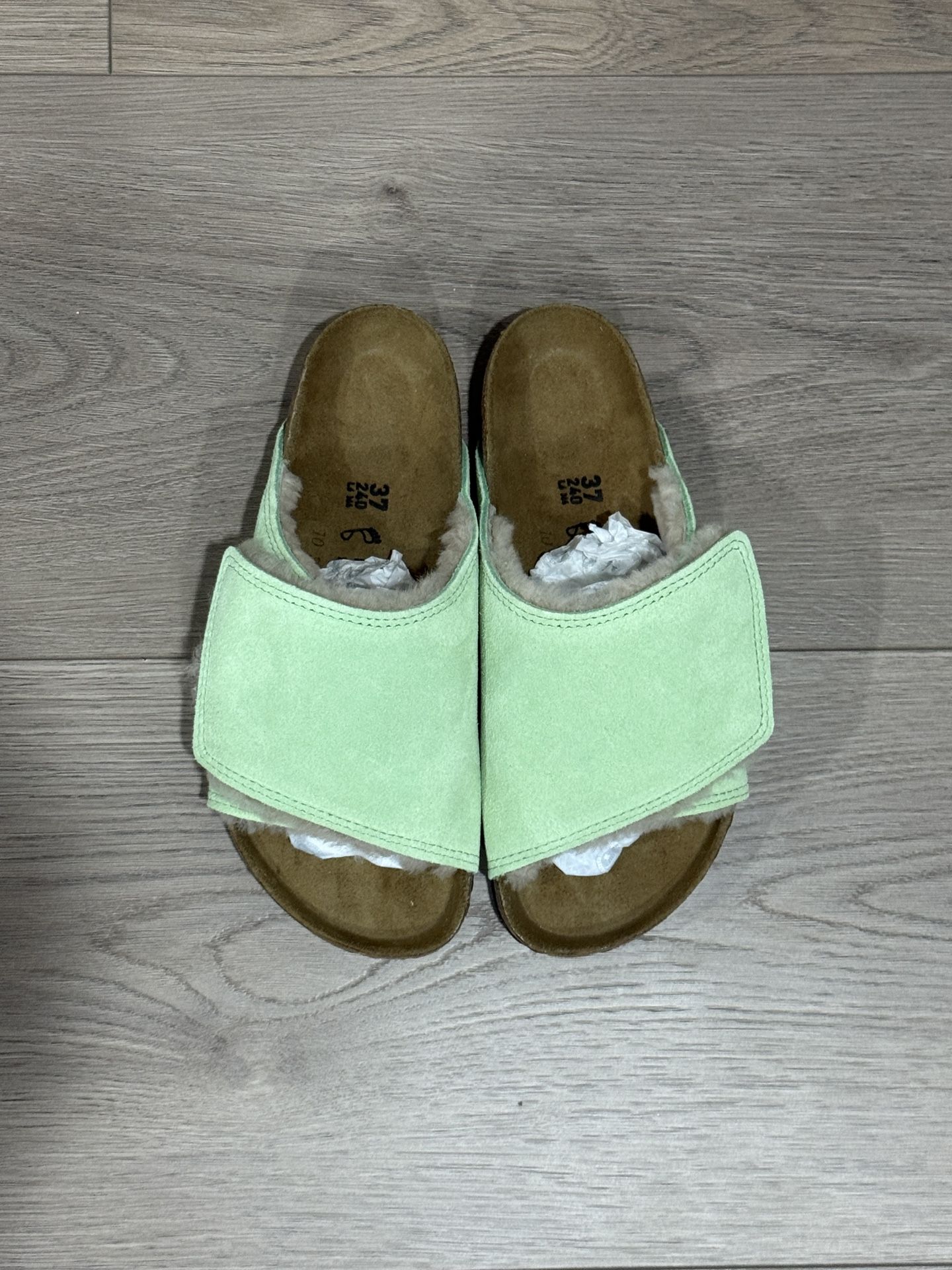 Stussy x Birkenstock Solana Shearling Slide Washed Green
