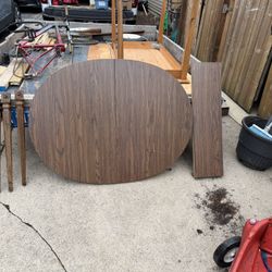 Vintage Wooden Table with Leaf, Oval 38 by 50 , Leaf is 10 inch, 