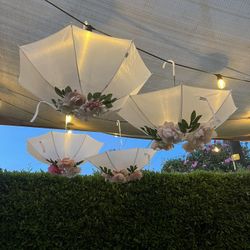 12 White/flower Umbrellas