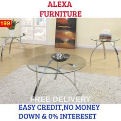 BRAND NEW 3PC COFFE TABLE SET INCLUDES COFFE TABLE, SOFA TABLE,  AND  END TABLE Item #PDX013098