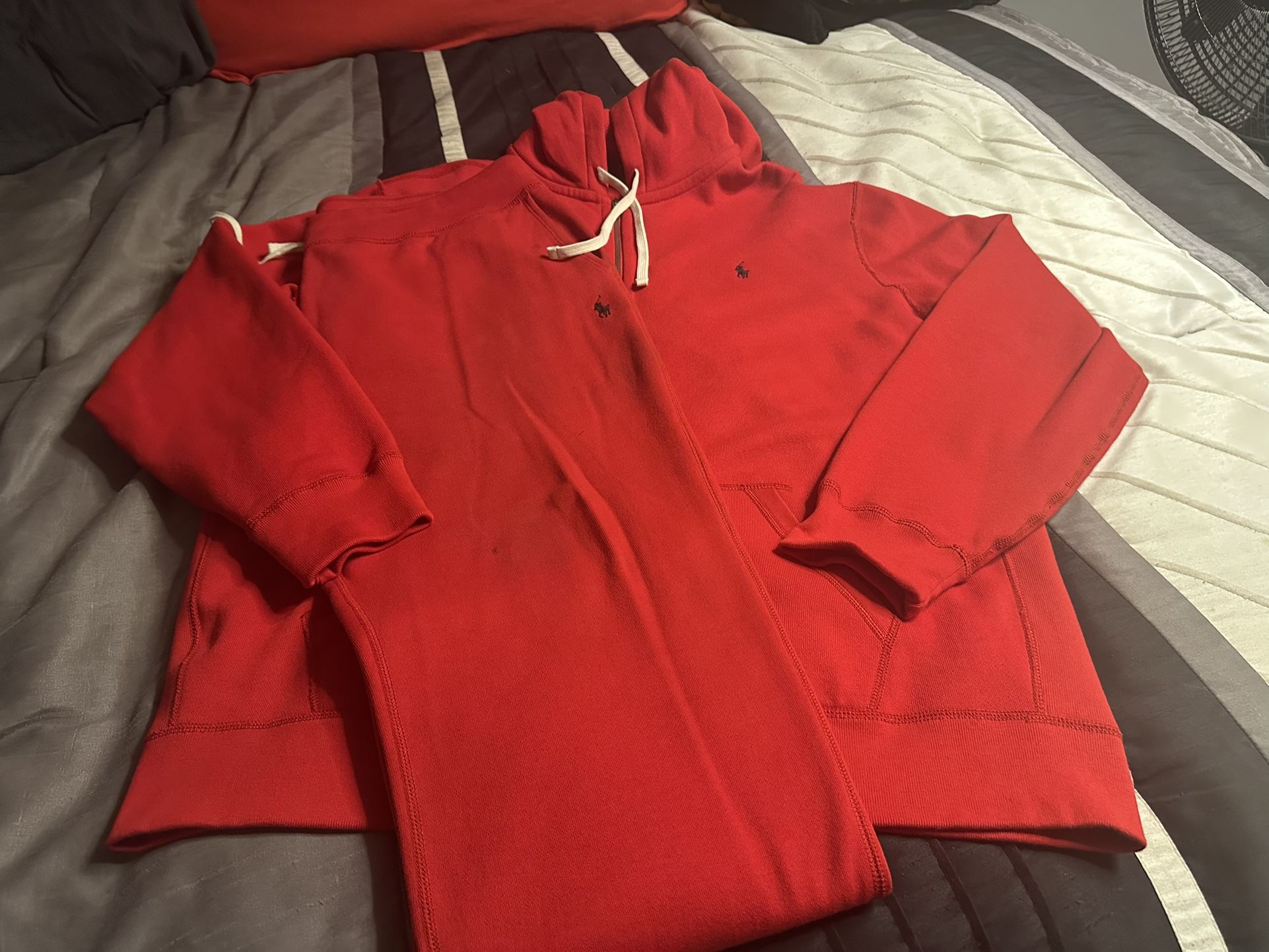 Polo Ralph Lauren Red Full Zip Up Hoodie And Sweatpants Size (2XL)