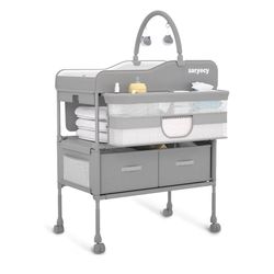 Baby Changing Table, Versatile Folding Changing Table, Waterproof Diaper Changing Station, Adjustable with 2 Drawers,Baby Changing Station Newborn 