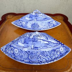 Mid-20th Century W.R. Midwinter Landscape Lazy Susan Vegetable Tureens w/ Lid