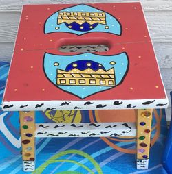 Decorated Wood Stool