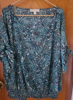 Michael Kors Turquoise Paisley Blouse Size 3X NEVER WORN