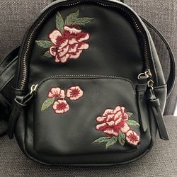 Black Backpack With Flower Designs