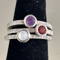 Set of 3 sterling and semiprecious stones