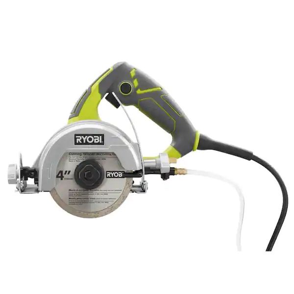 RYOBI Wet Tile Saw 4 in. 12 Amp Bevel Plunge Water Pump Lock On Trigger Corde
