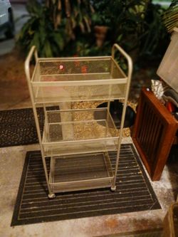 NEW SILVER METAL CART 3 SHELF STANDS 35INHT BY 18INWD 18 FIRM