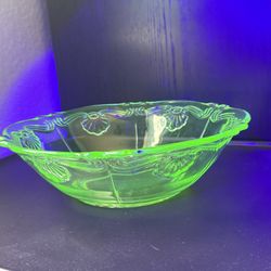 vintage uranium glass candy / setting bowl 