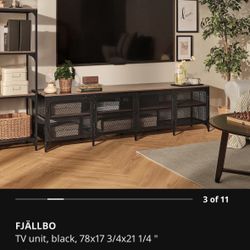 Tv Unit Black Iron And Solid Wood For Ikea