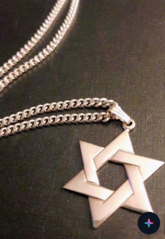 Men's Vintage Sterling Silver Star Of David Necklace 