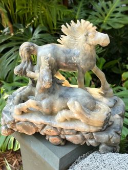 Antique Chinese soap, stone horse carving