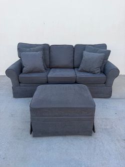 FREE DELIVERY Gray 3-Seat Sofa with Matching Storage Ottoman