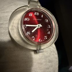 VINTAGE RARE LUCERNE SWISS LUCITE PENDANT WATCH RED DIAL