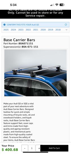 Audi Q5 Roof Racks :  2015, 2018, 2022 & 2024