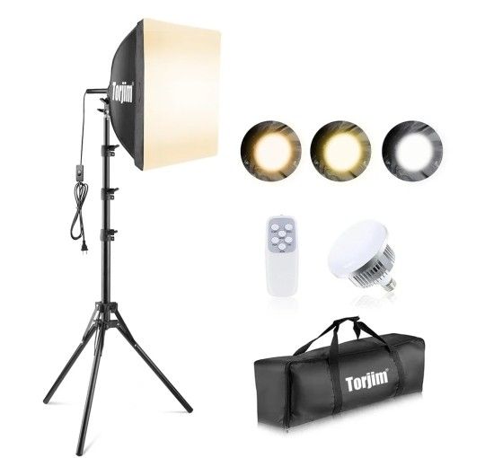 Photography Lighting Kit, 16'' x 16'' Professional Softbox Lighting Kit with 85W 3000-7500K LED Bulbs, Studio Lights for Photography/Video Recording/L