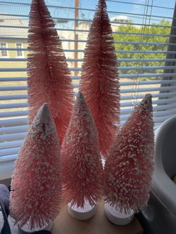 Pink Bottle Brush Christmas Trees