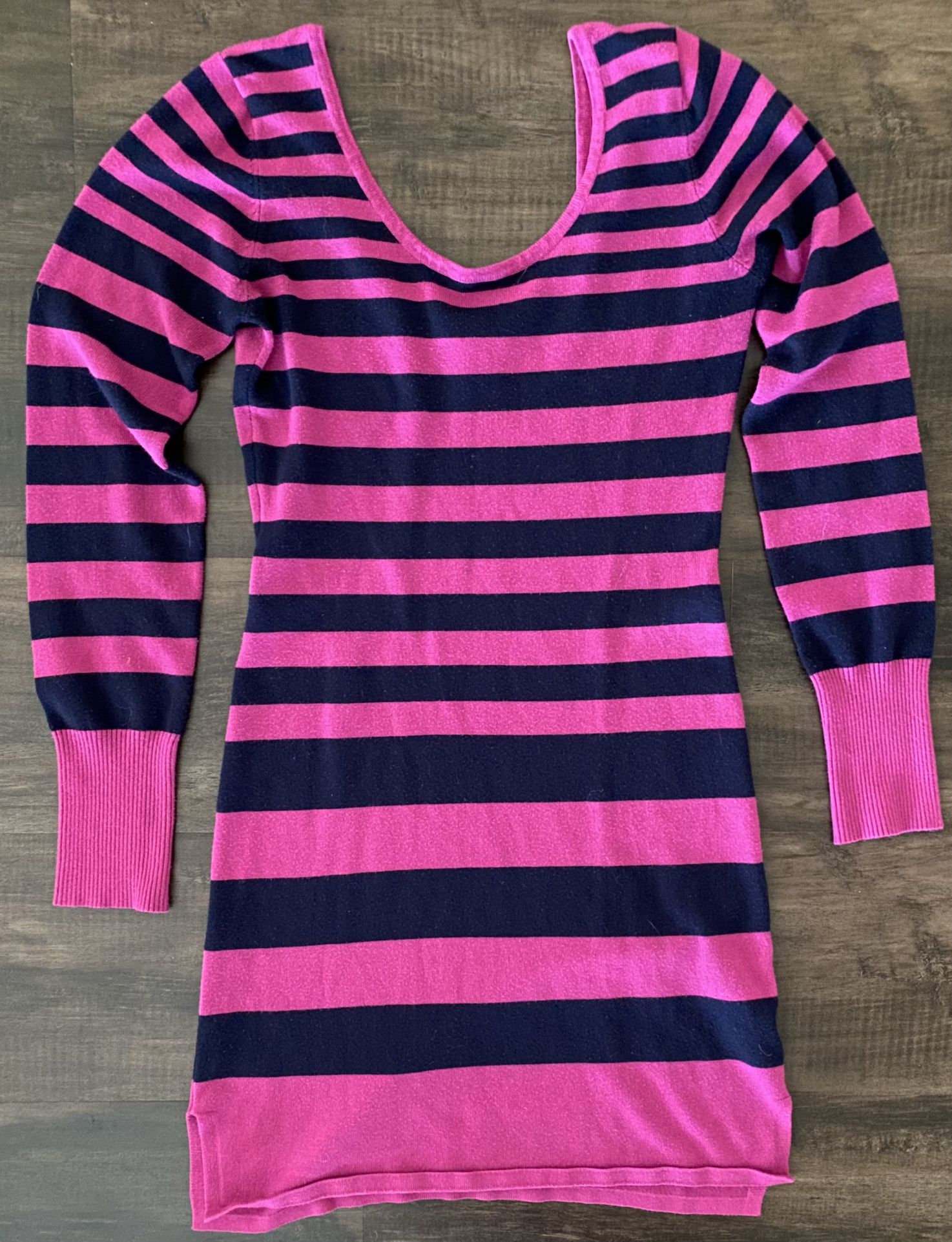 Womens Pink Stripe Long Sleeve Sweater Tunic Medium 