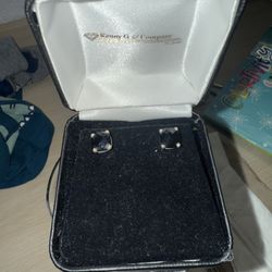 Real Onyx And Silver Earrings 