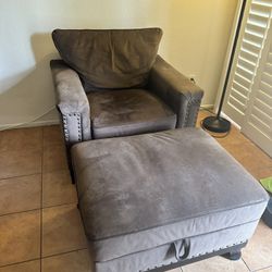 Fabric Chair With Ottoman