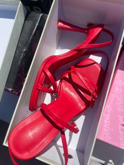 Red kitten heels