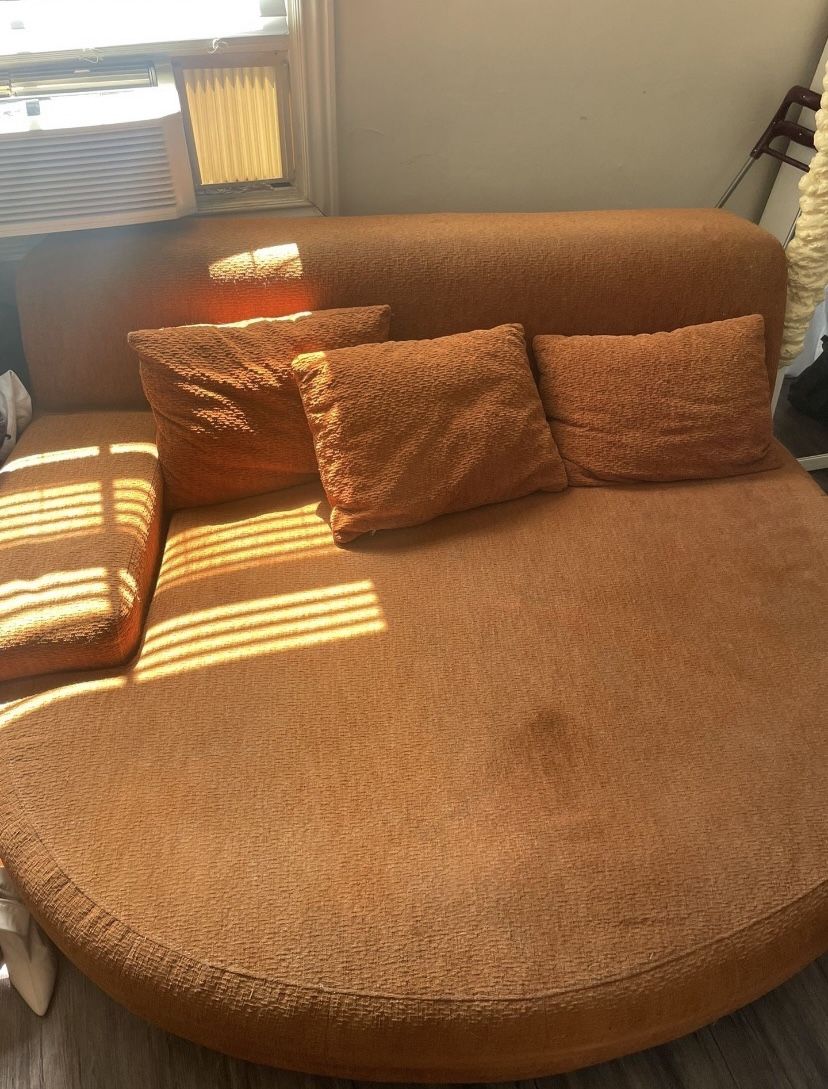 Orange Retro Round Couch