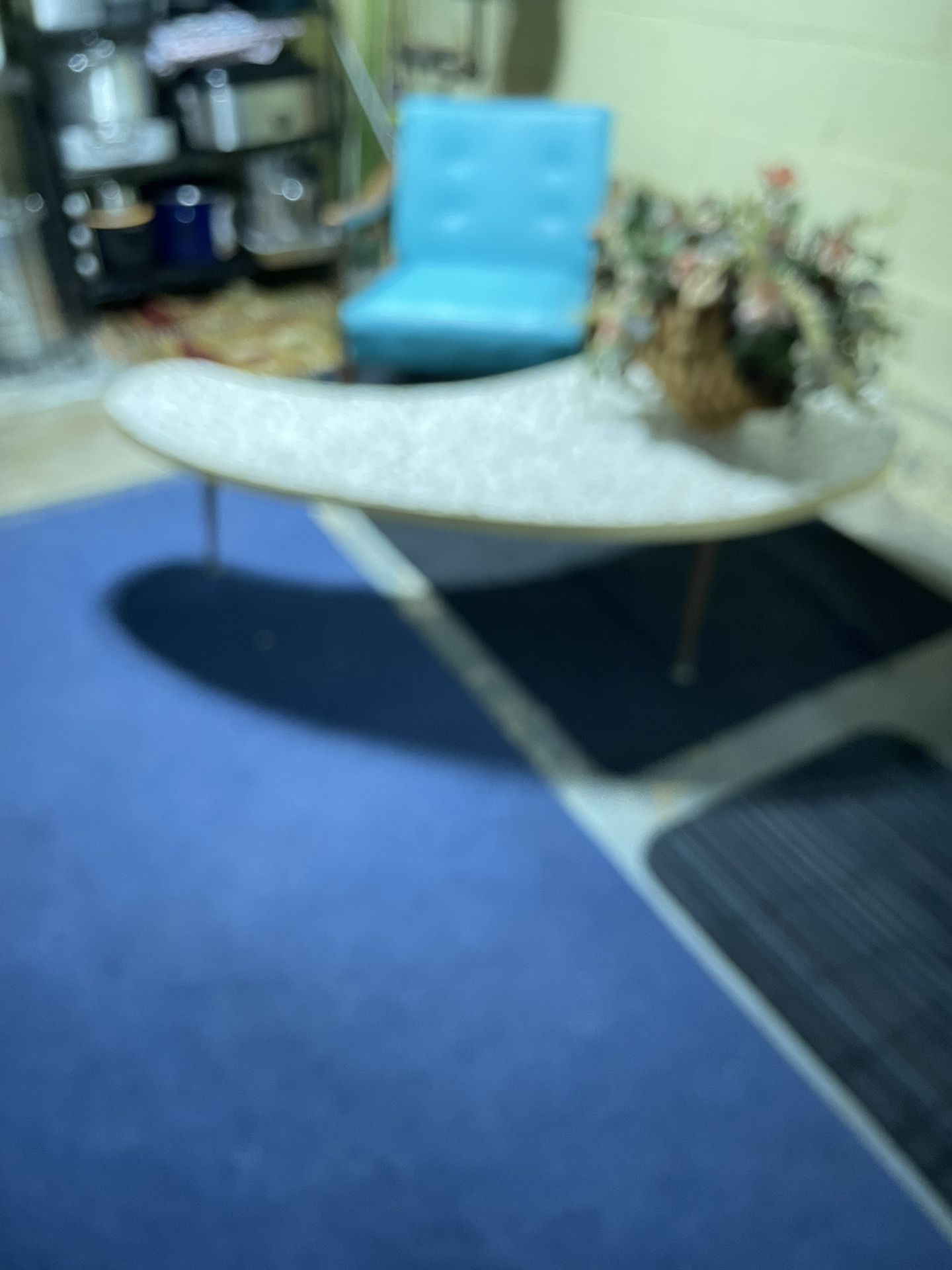 Retro 1970 Turquoise Chair and 1970 Mosaic Tile End table