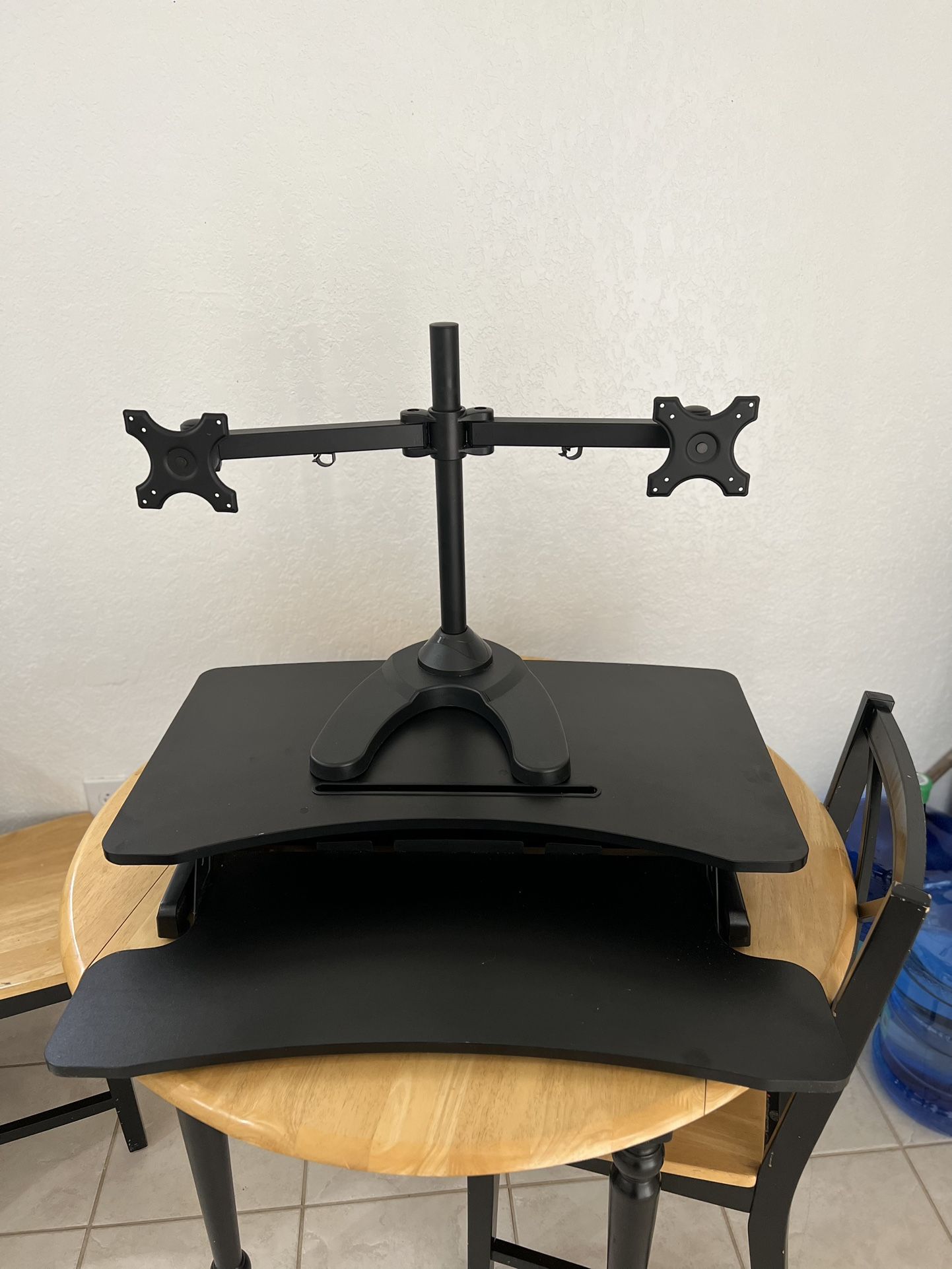 Stand Up Desktop Monitor And Keyboard Stand With Dual Monitor Stand 