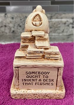 Vintage 1986 Paula Figurine "Somebody Ought To Invent A Desk That Flushes"