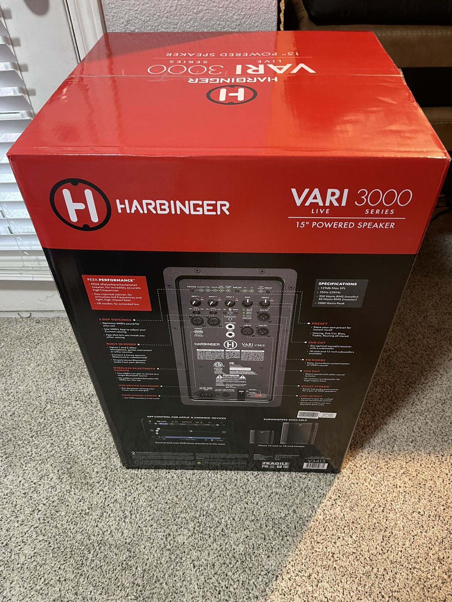 Harbinger Vari 3000 15 Inch Powered Speaker 