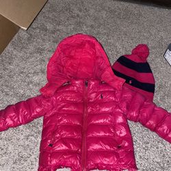Toddler Girl Hot Pink Polo Ralph Lauren Coat & Hat