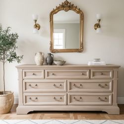 Vintage Solid Wood " Light Brown Finish" Dresser - Pottery Barn Inspired 