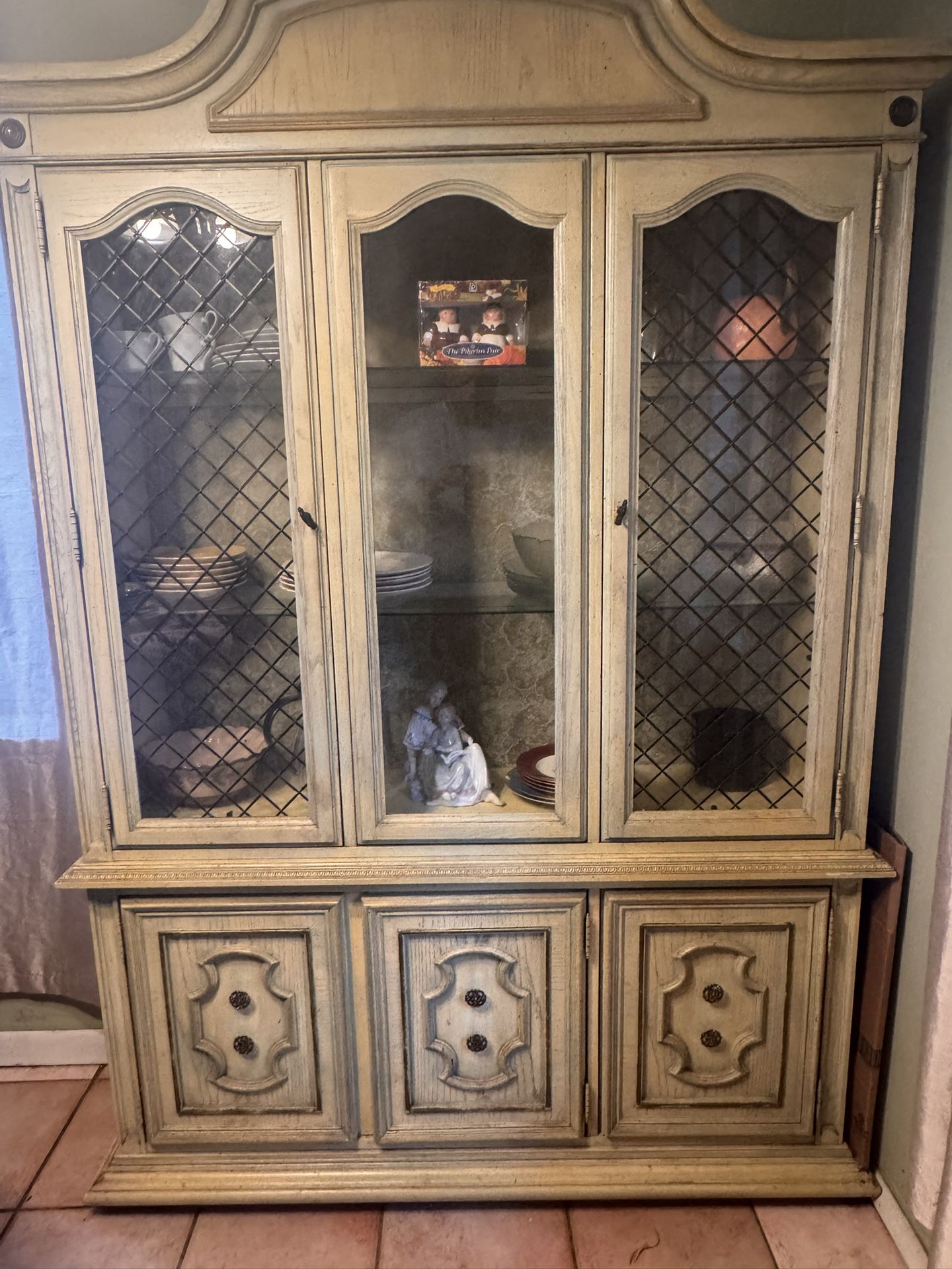 Vintage China Cabinet Neoclassical Style